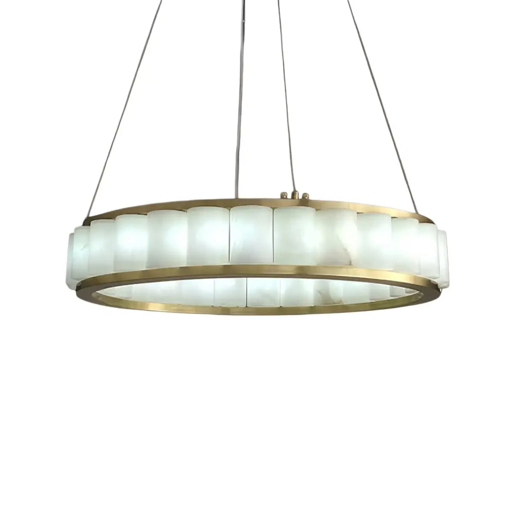 Modern Alabaster Pendant Light -- Gold for Dining Room Living Room - Flindria