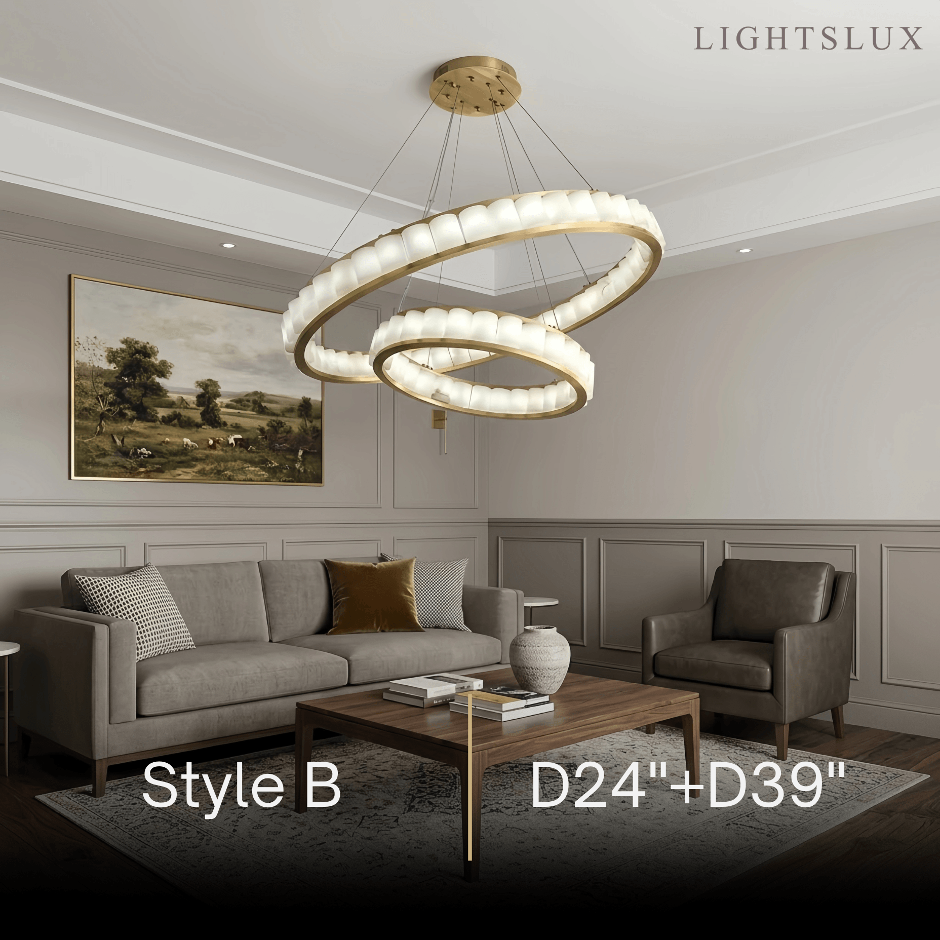 Modern Alabaster Pendant Light -- Gold for Dining Room Living Room - Flindria