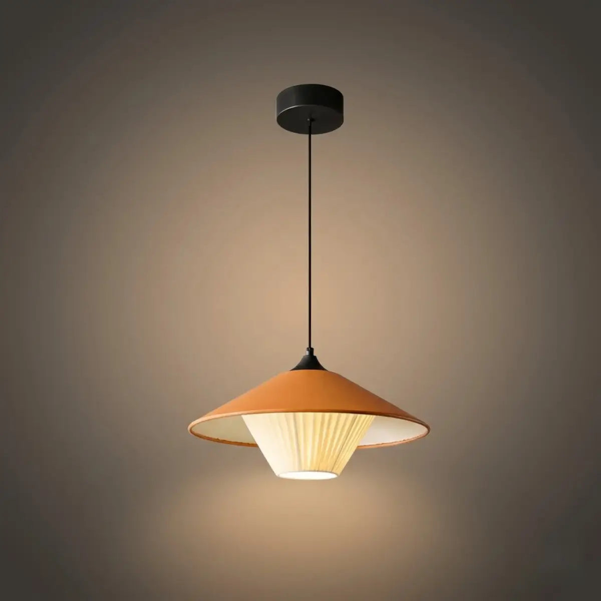Wabi-sabi Cone Pendant Light -- Leather for Bedroom/Dining Room/Hallway - Flindria