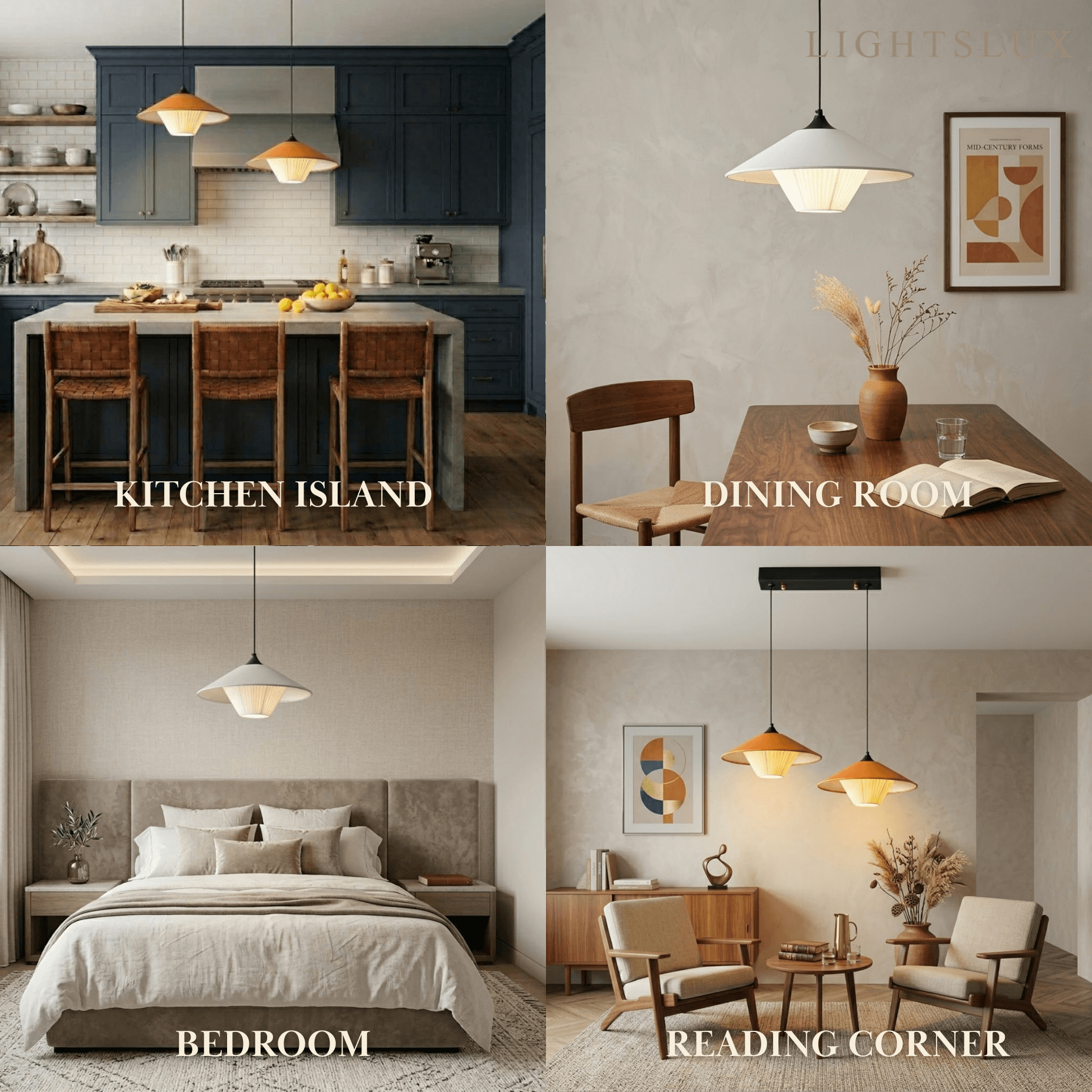 Wabi-sabi Cone Pendant Light -- Leather for Bedroom/Dining Room/Hallway - Flindria