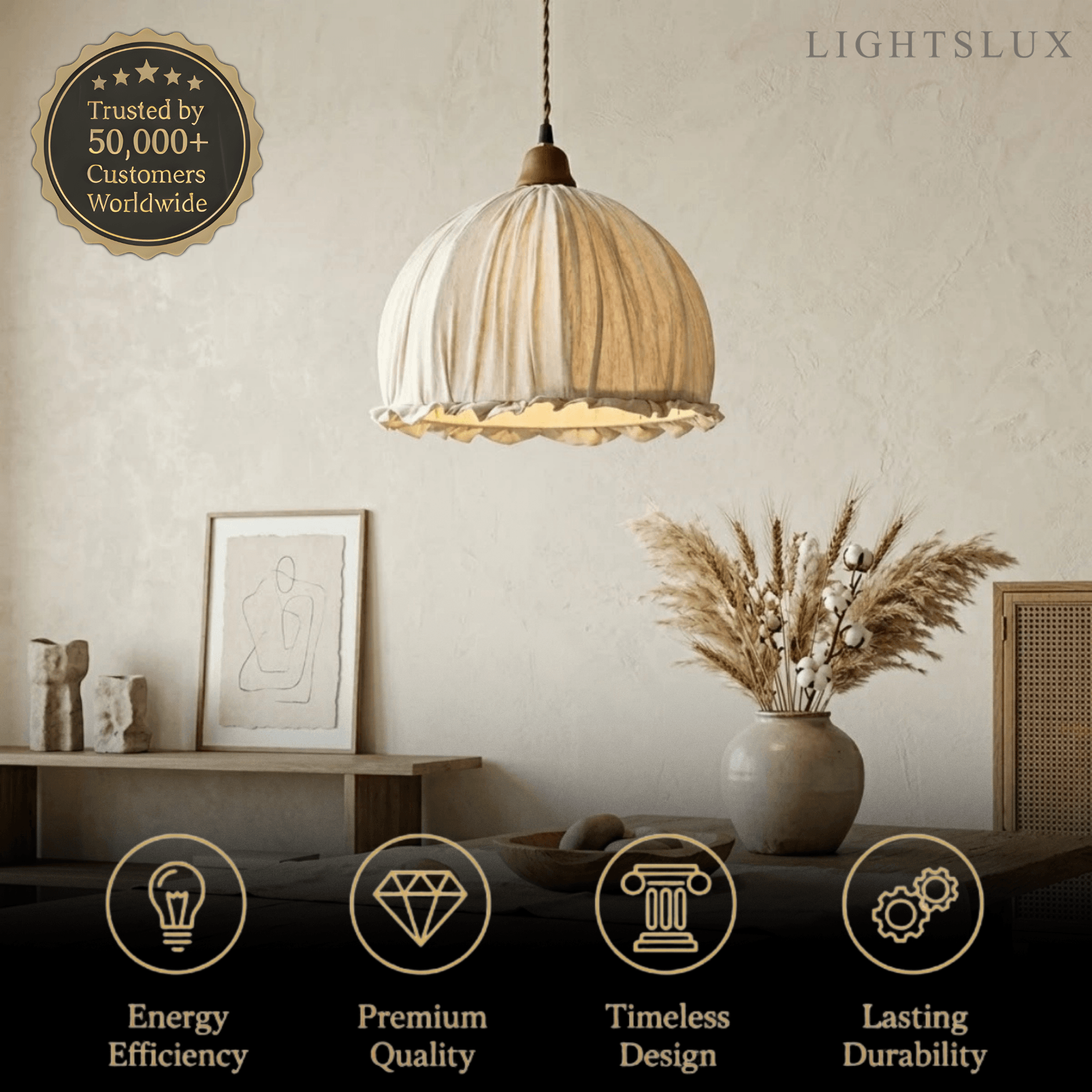 Wabi-Sabi Fabric Pendant Light -- White/Beige/Green for Dining Room/Bedroom - Flindria
