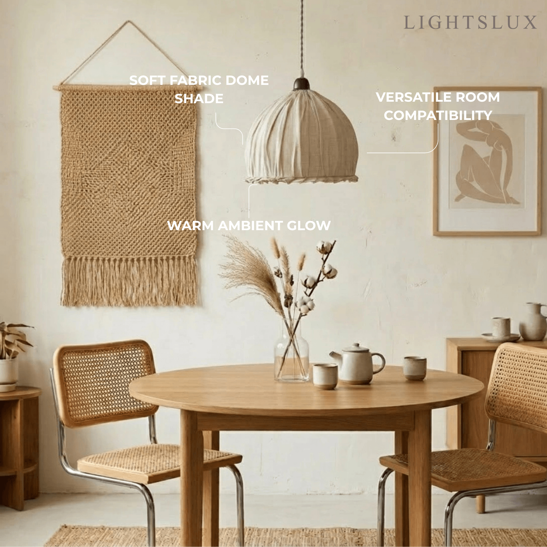 Wabi-Sabi Fabric Pendant Light -- White/Beige/Green for Dining Room/Bedroom - Flindria