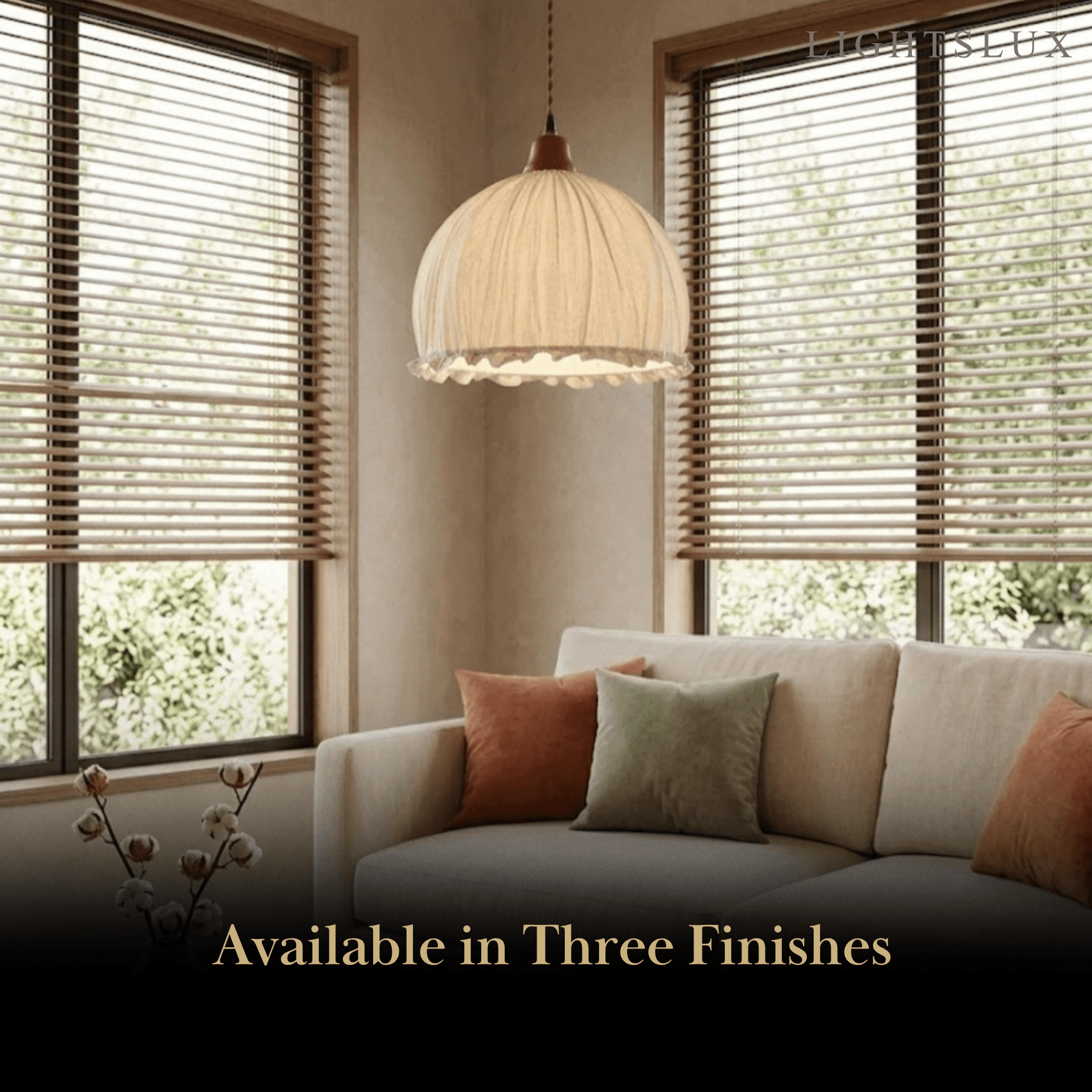 Wabi-Sabi Fabric Pendant Light -- White/Beige/Green for Dining Room/Bedroom - Flindria