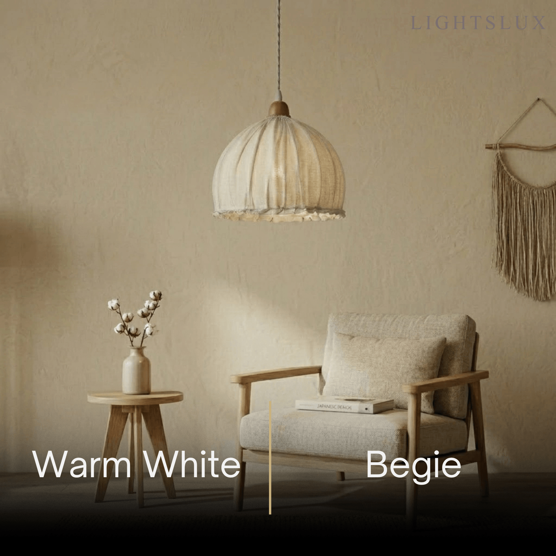 Wabi-Sabi Fabric Pendant Light -- White/Beige/Green for Dining Room/Bedroom - Flindria