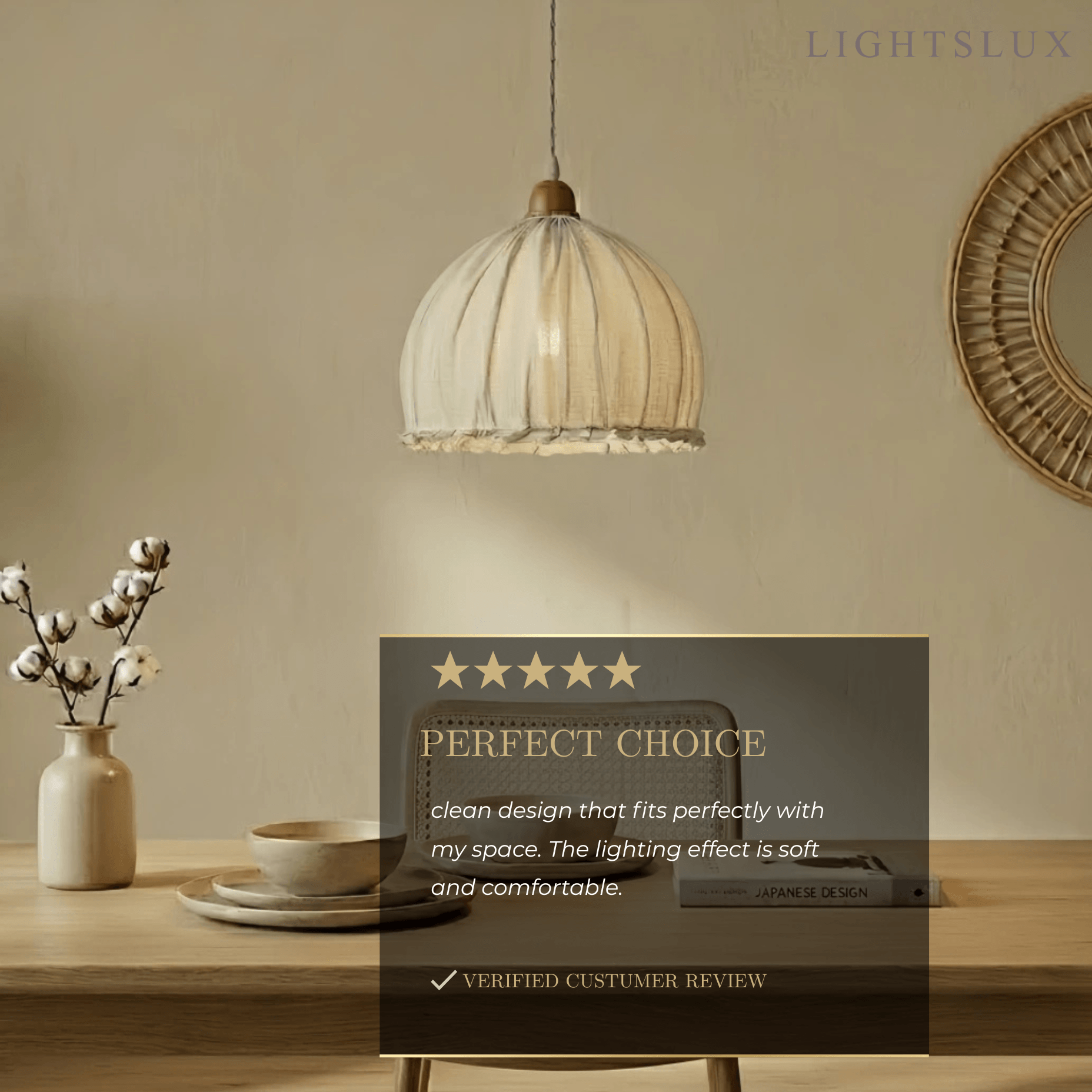 Wabi-Sabi Fabric Pendant Light -- White/Beige/Green for Dining Room/Bedroom - Flindria