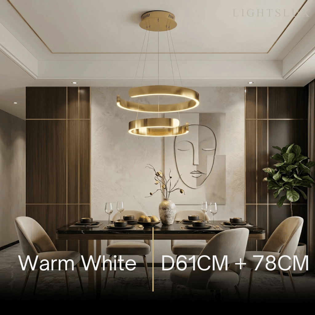 Modern Tiered Circular Chandelier – Gold Metal for Living Room, Dining Room, and Foyer - Flindria