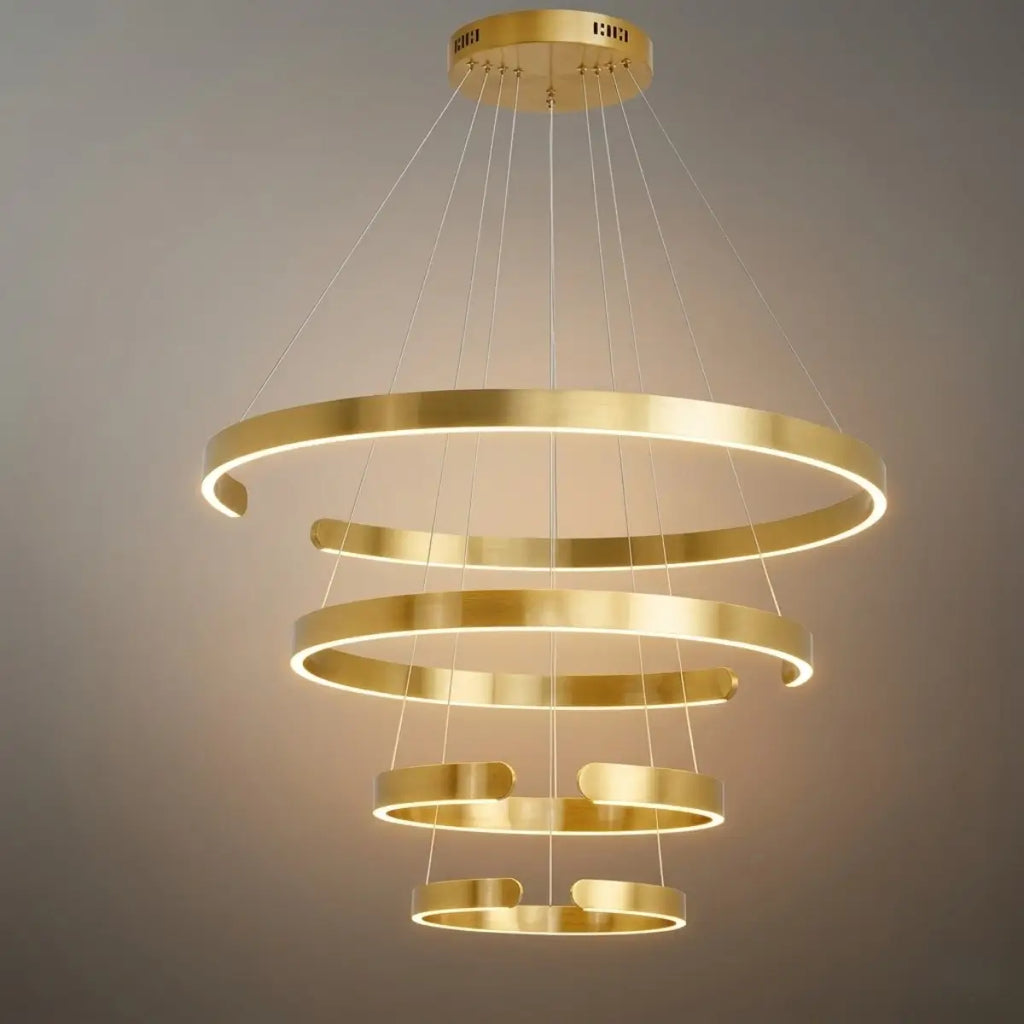 Modern Tiered Circular Chandelier – Gold Metal for Living Room, Dining Room, and Foyer - Flindria