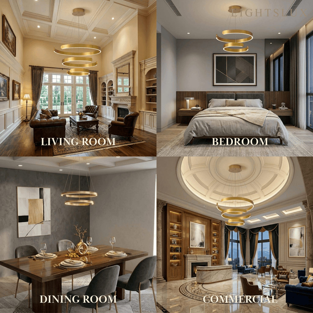 Modern Tiered Circular Chandelier – Gold Metal for Living Room, Dining Room, and Foyer - Flindria
