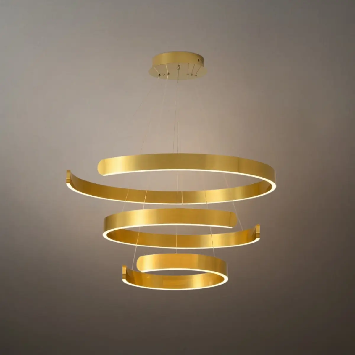 Modern Tiered Circular Chandelier – Gold Metal for Living Room, Dining Room, and Foyer - Flindria