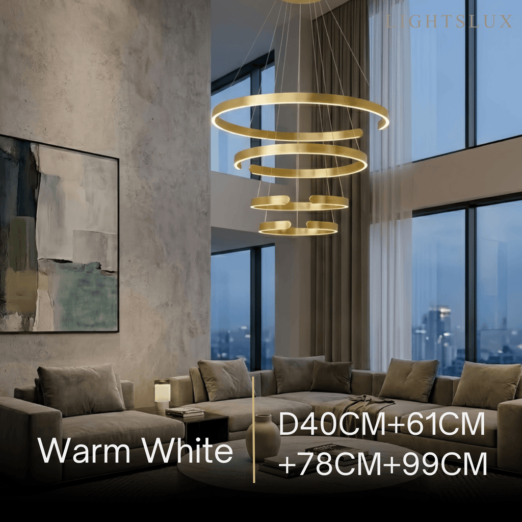 Modern Tiered Circular Chandelier – Gold Metal for Living Room, Dining Room, and Foyer - Flindria