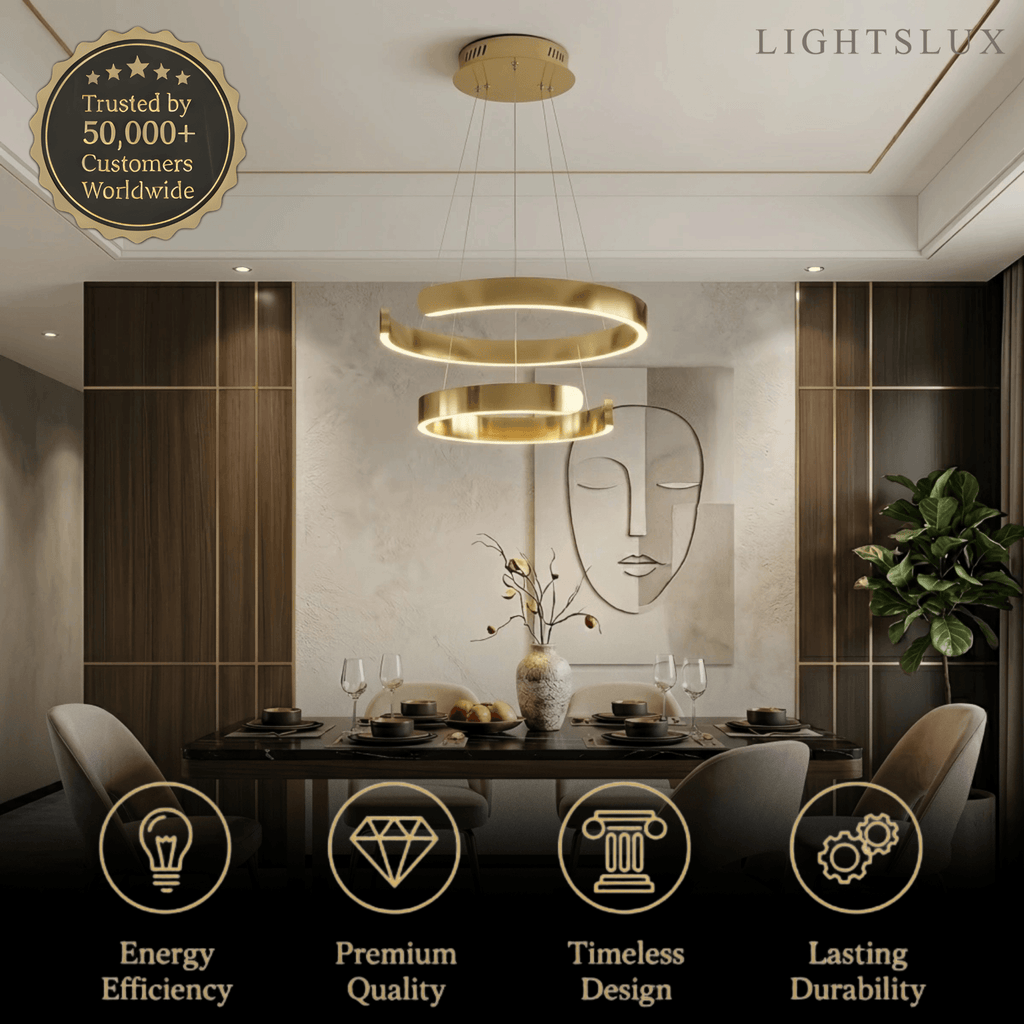 Modern Tiered Circular Chandelier – Gold Metal for Living Room, Dining Room, and Foyer - Flindria