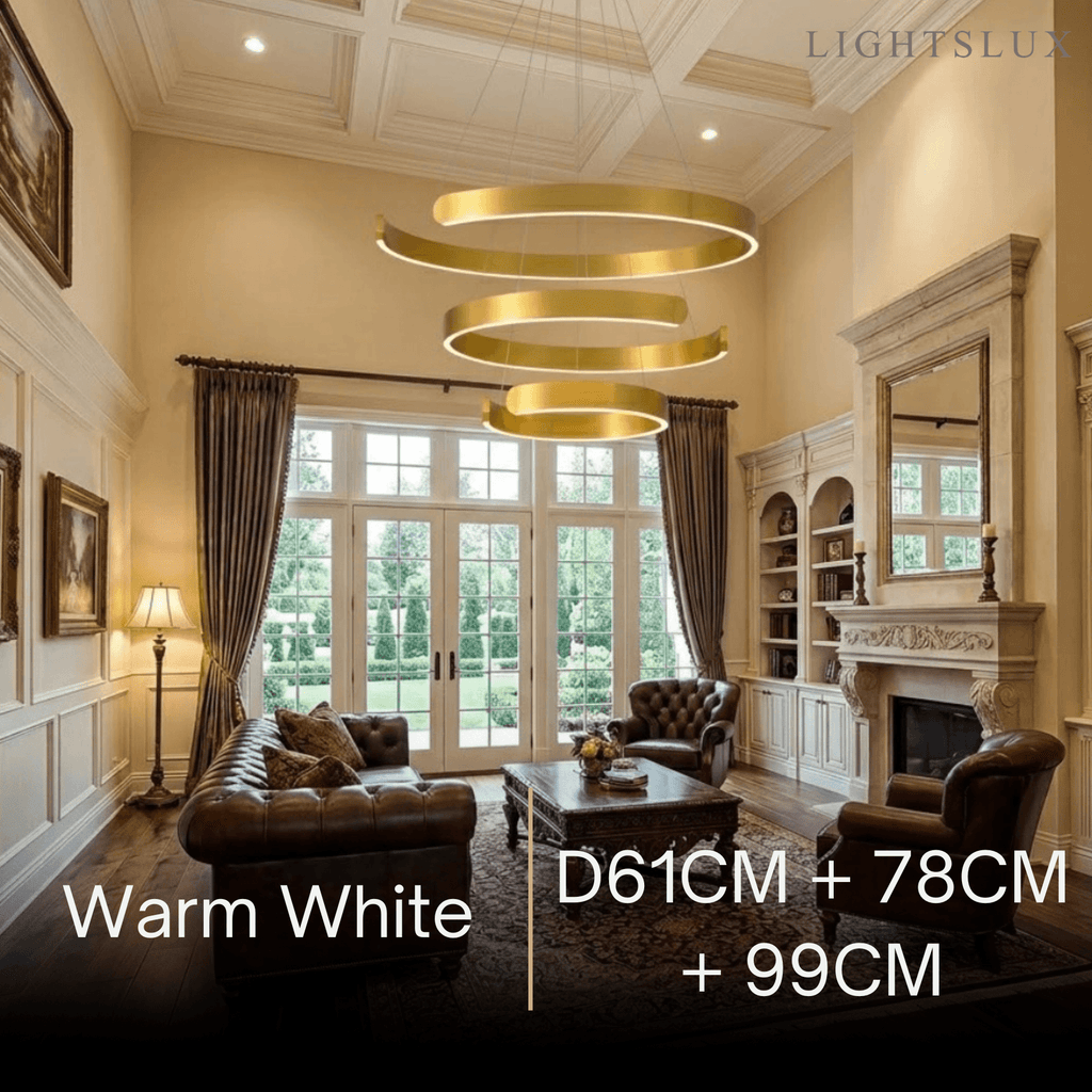 Modern Tiered Circular Chandelier – Gold Metal for Living Room, Dining Room, and Foyer - Flindria