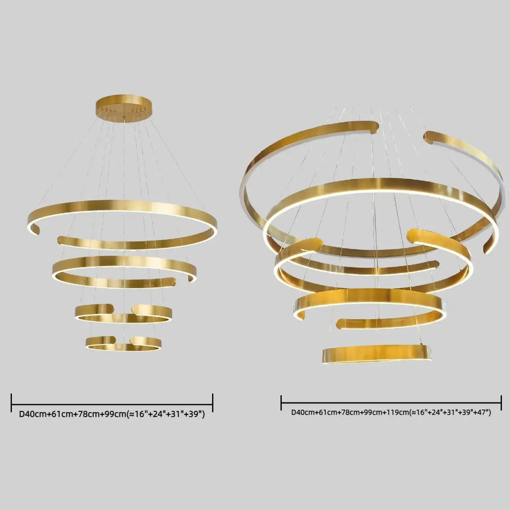 Modern Tiered Circular Chandelier – Gold Metal for Living Room, Dining Room, and Foyer - Flindria
