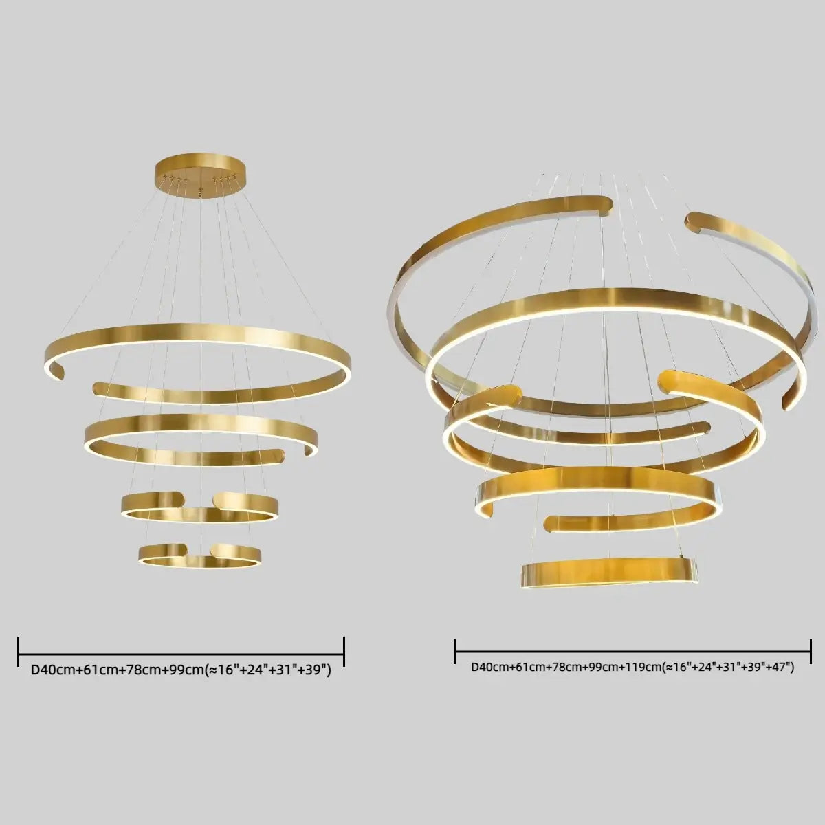 Modern Tiered Circular Chandelier – Gold Metal for Living Room, Dining Room, and Foyer - Flindria