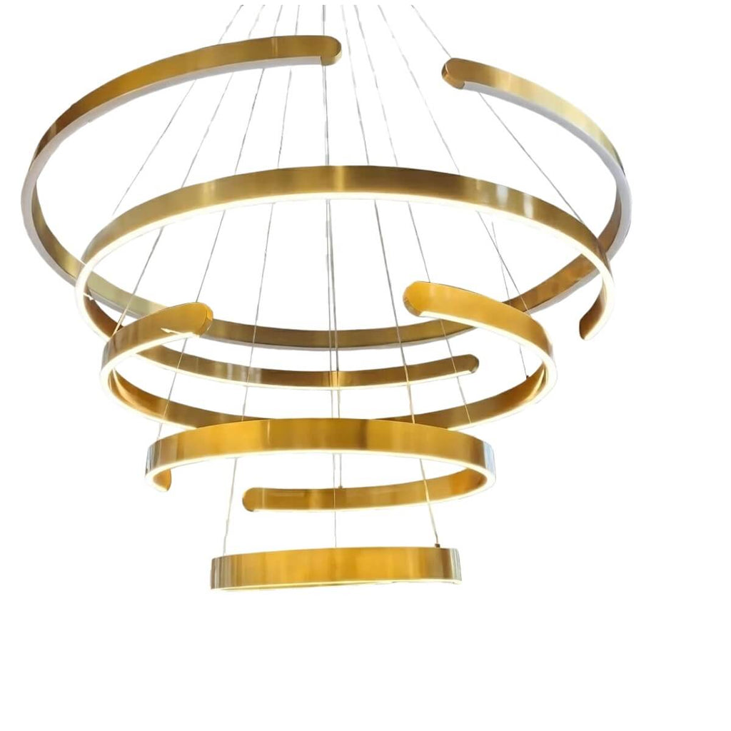 Modern Tiered Circular Chandelier – Gold Metal for Living Room, Dining Room, and Foyer - Flindria
