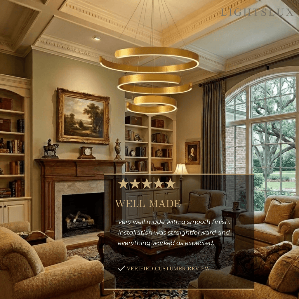 Modern Tiered Circular Chandelier – Gold Metal for Living Room, Dining Room, and Foyer - Flindria