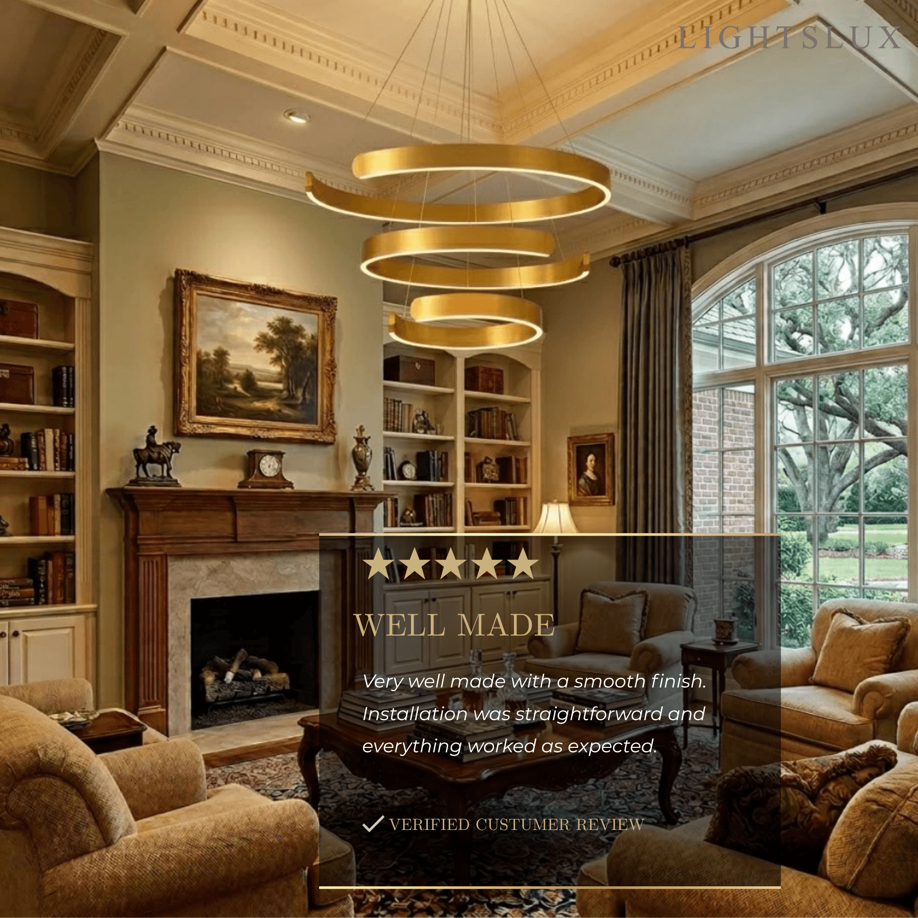 Modern Tiered Circular Chandelier – Gold Metal for Living Room, Dining Room, and Foyer - Flindria