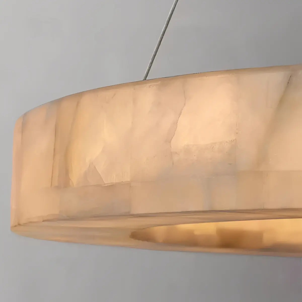 Modern Alabaster Ring Chandelier -- Gold Accents for Living Room - Flindria