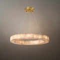 Modern Alabaster Ring Chandelier -- Gold Accents for Living Room - Flindria