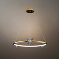 Modern Circular Chandelier – Gold Metal Butterfly Accents for Living Room / Foyer - Flindria