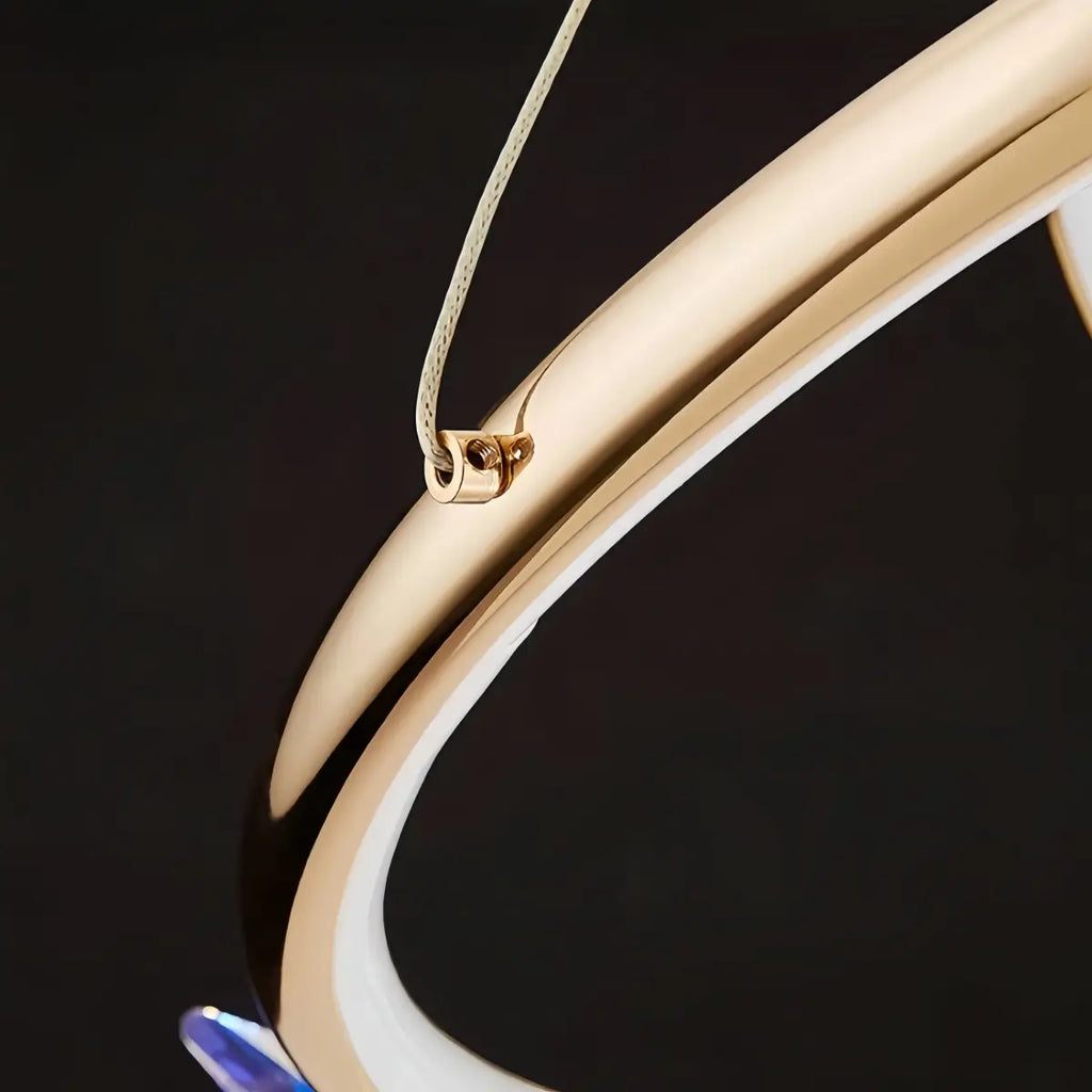 Moderne Rund Lysekrone -- Metal Sommerfugledesign Guld til Stue - Flindria