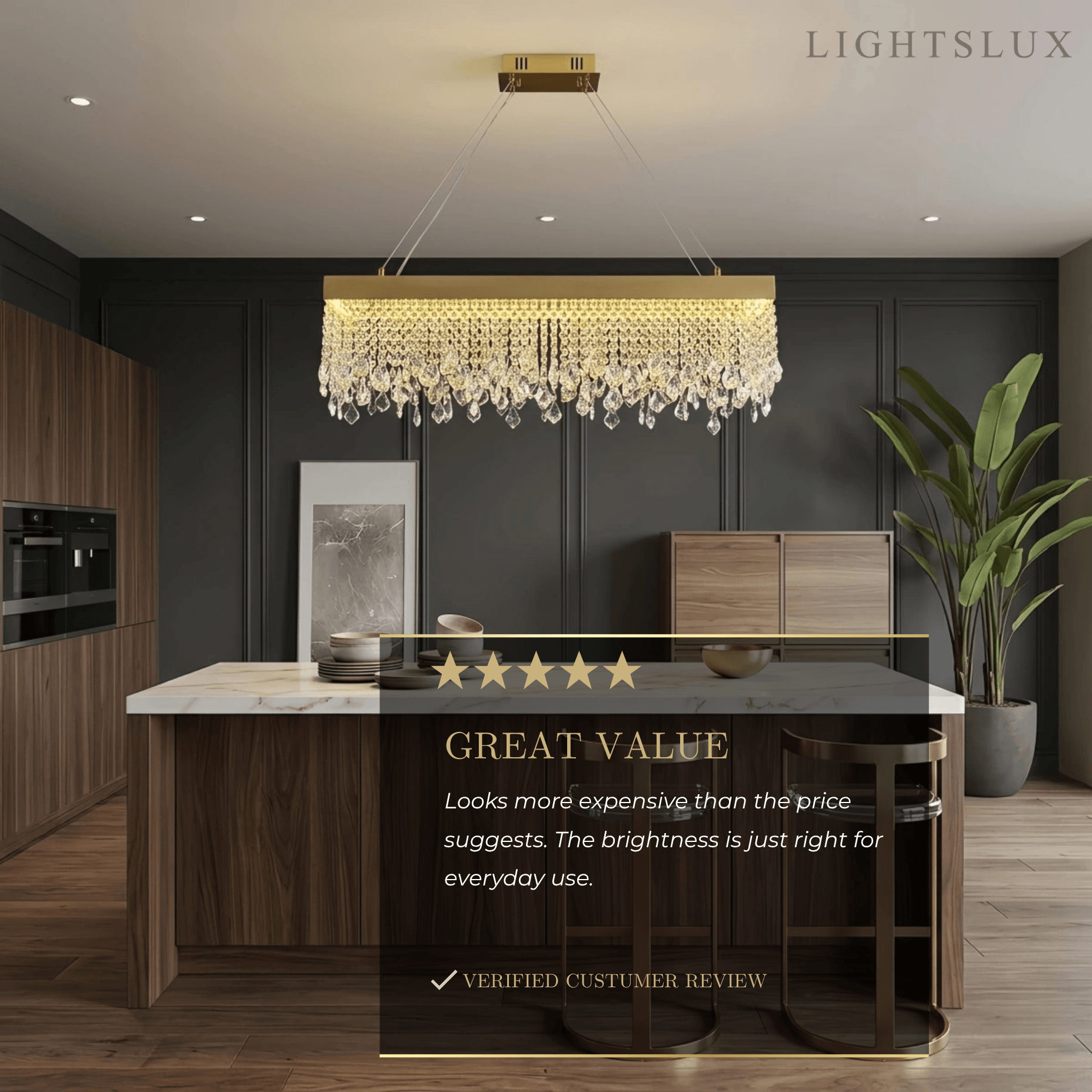 Art Deco Crystal Fringe Chandelier -- Gold Finish for Dining Room - Flindria
