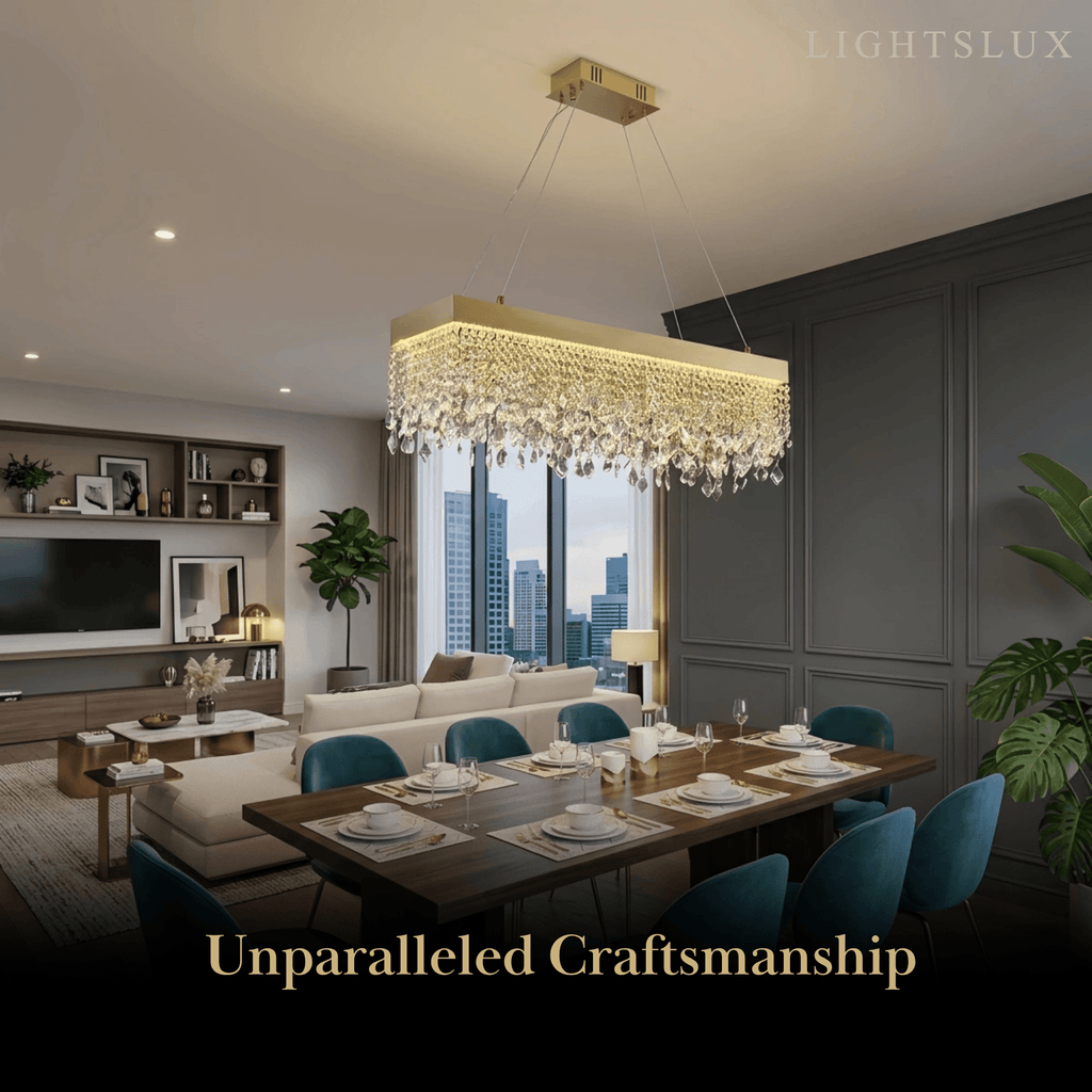 Art Deco Crystal Fringe Chandelier -- Gold Finish for Dining Room - Flindria