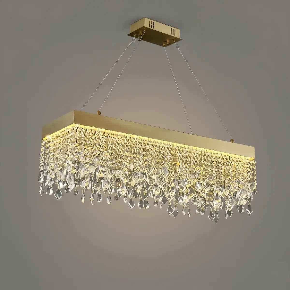 Art Deco Crystal Fringe Chandelier -- Gold Finish for Dining Room - Flindria