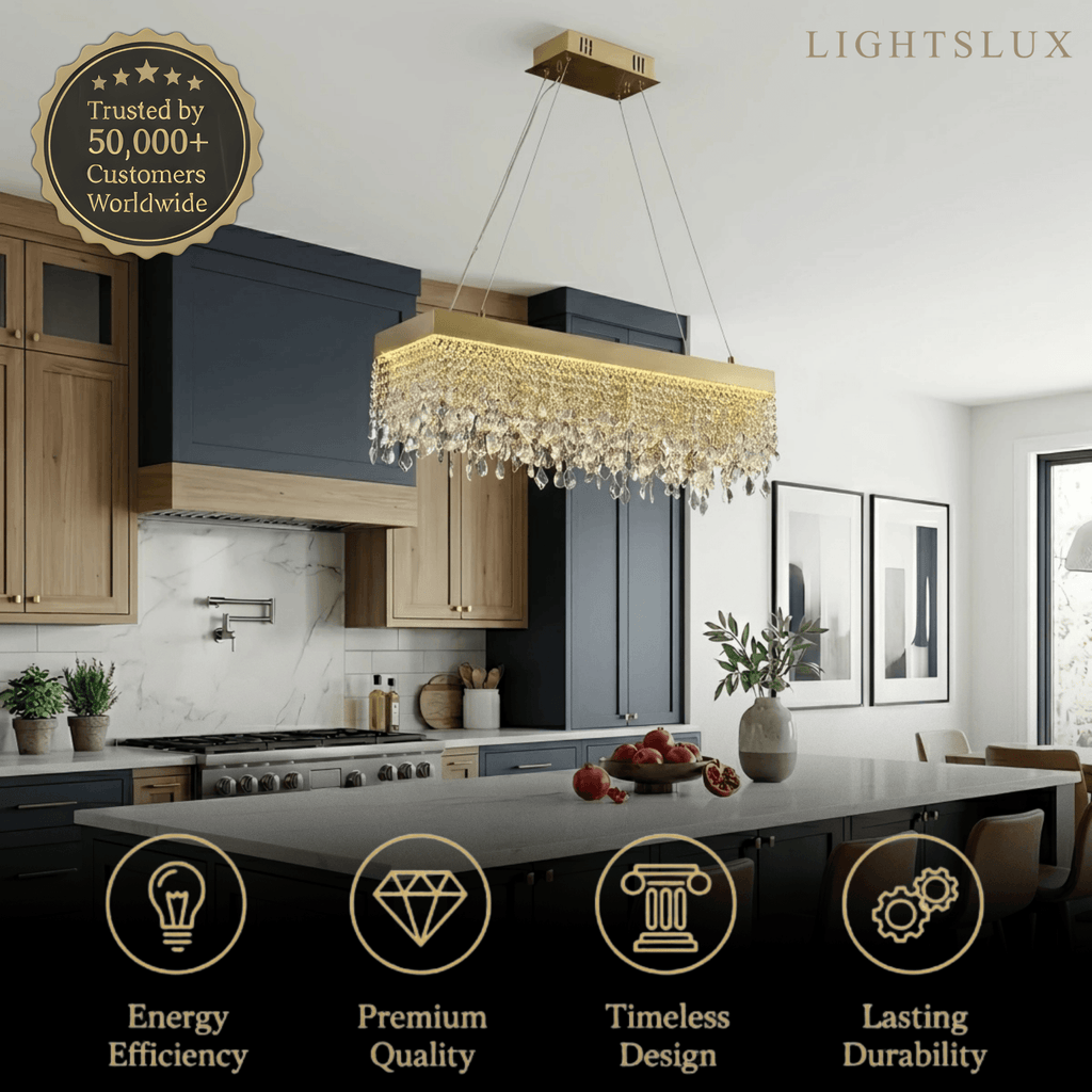 Art Deco Crystal Fringe Chandelier -- Gold Finish for Dining Room - Flindria