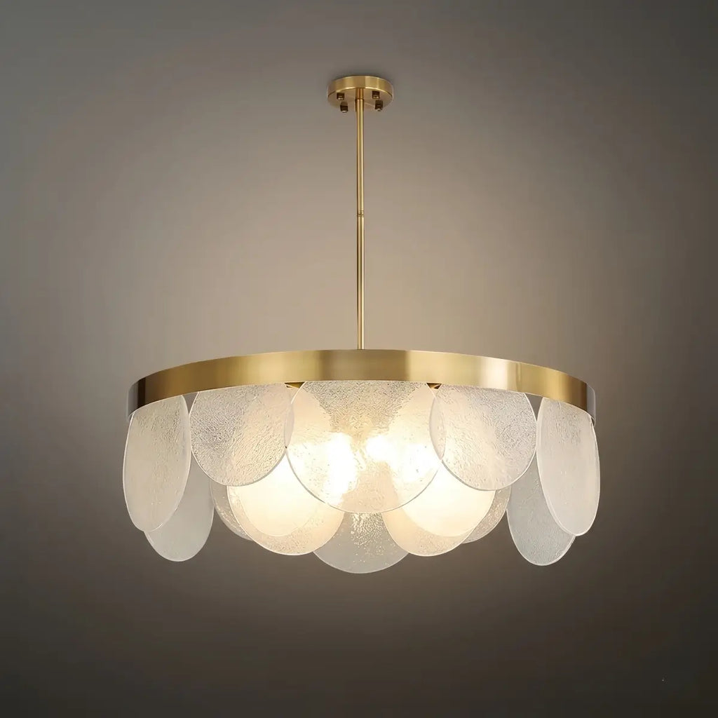 Candelabro moderno de vidrio – Vidrio texturizado y con semillas blanco para comedor - Flindria