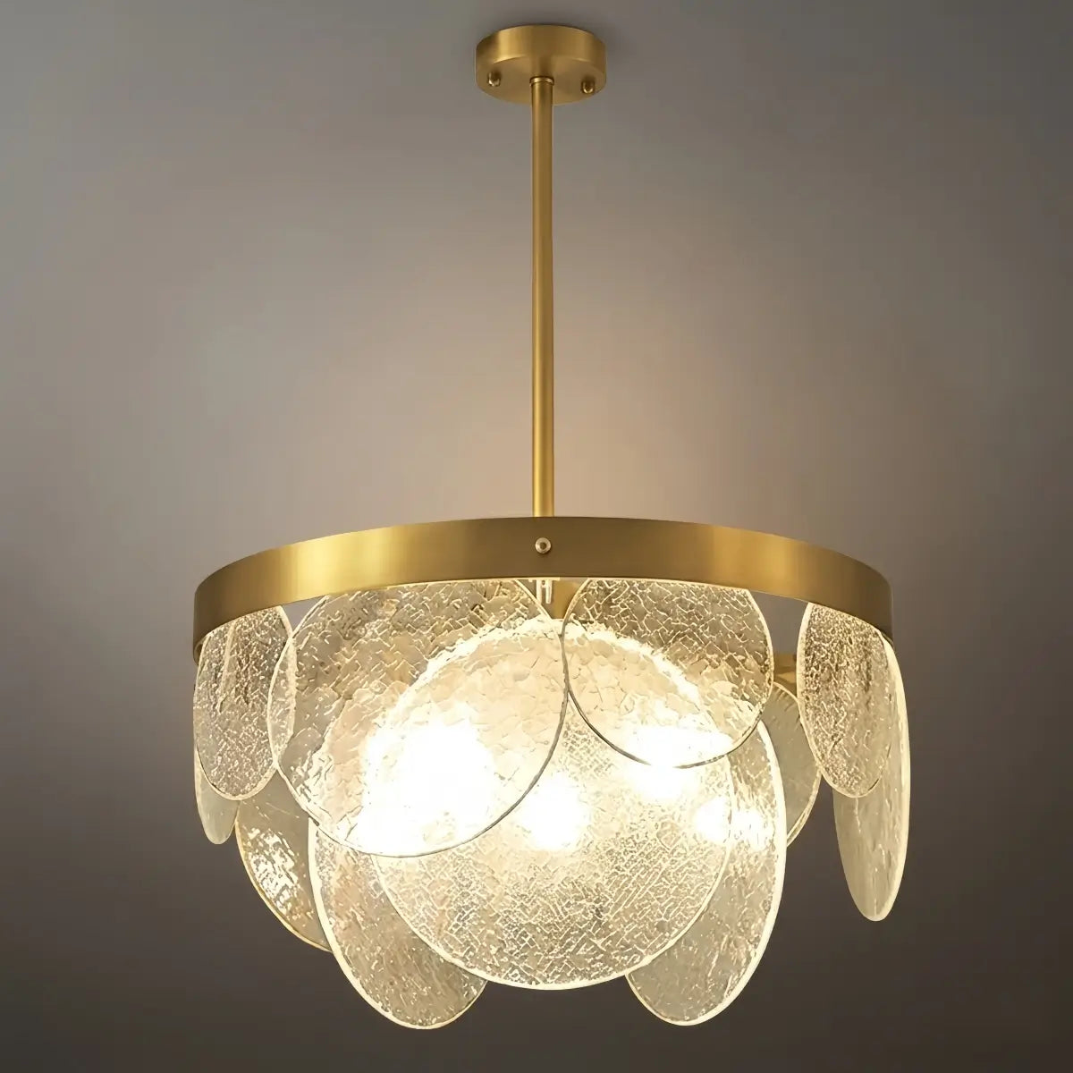 Candelabro moderno de vidrio – Vidrio texturizado y con semillas blanco para comedor - Flindria