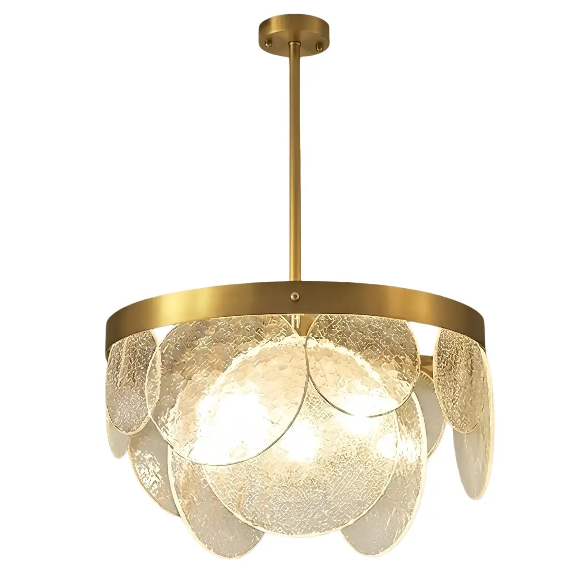 Candelabro moderno de vidrio – Vidrio texturizado y con semillas blanco para comedor - Flindria