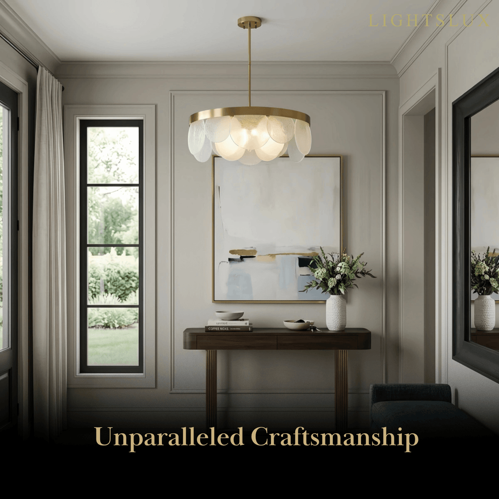 Candelabro moderno de vidrio – Vidrio texturizado y con semillas blanco para comedor - Flindria