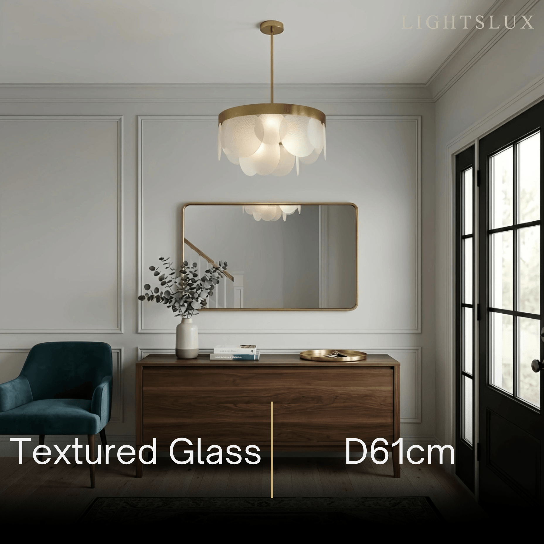 Candelabro moderno de vidrio – Vidrio texturizado y con semillas blanco para comedor - Flindria