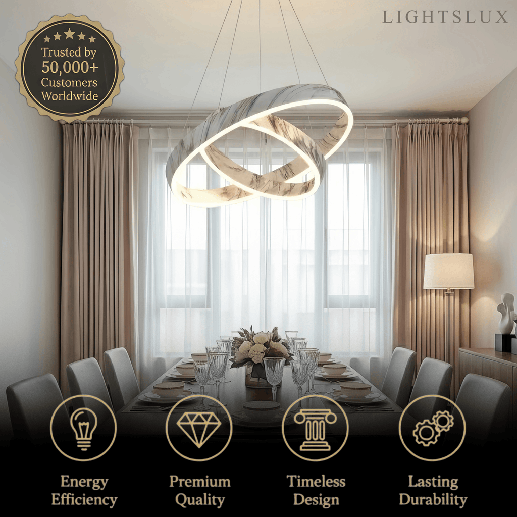 Contemporary Tiered Circular  Chandelier -- Marble White for Living Room Bedroom - Flindria