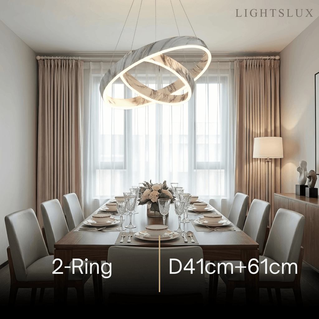 Contemporary Tiered Circular  Chandelier -- Marble White for Living Room Bedroom - Flindria