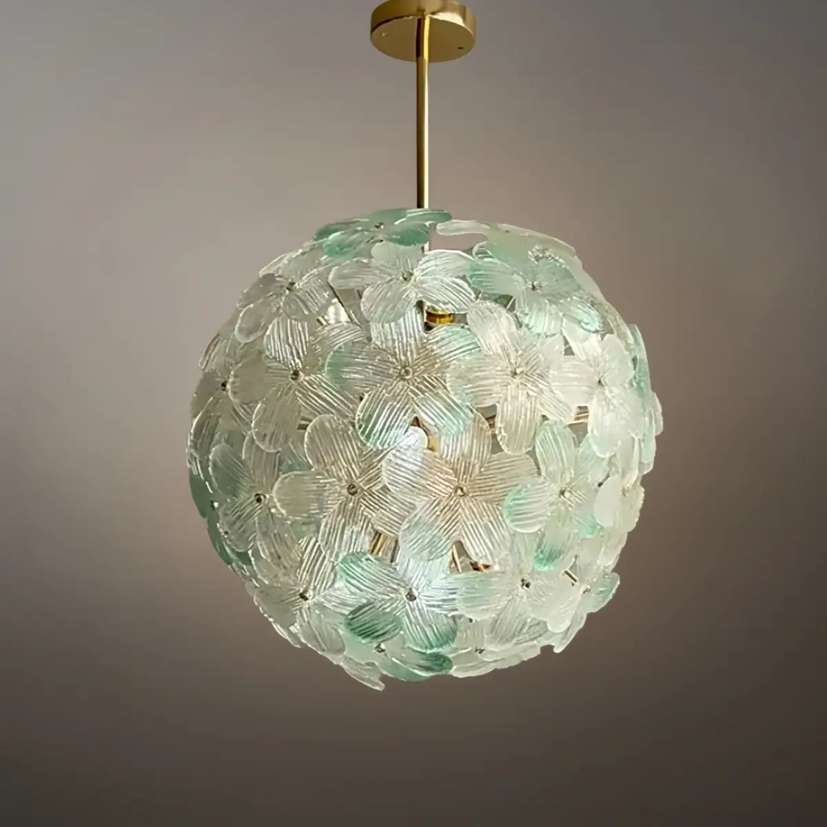 Art Deco Glass Orb Chandelier -- Pink / Green for Bedroom Dining Room - Flindria