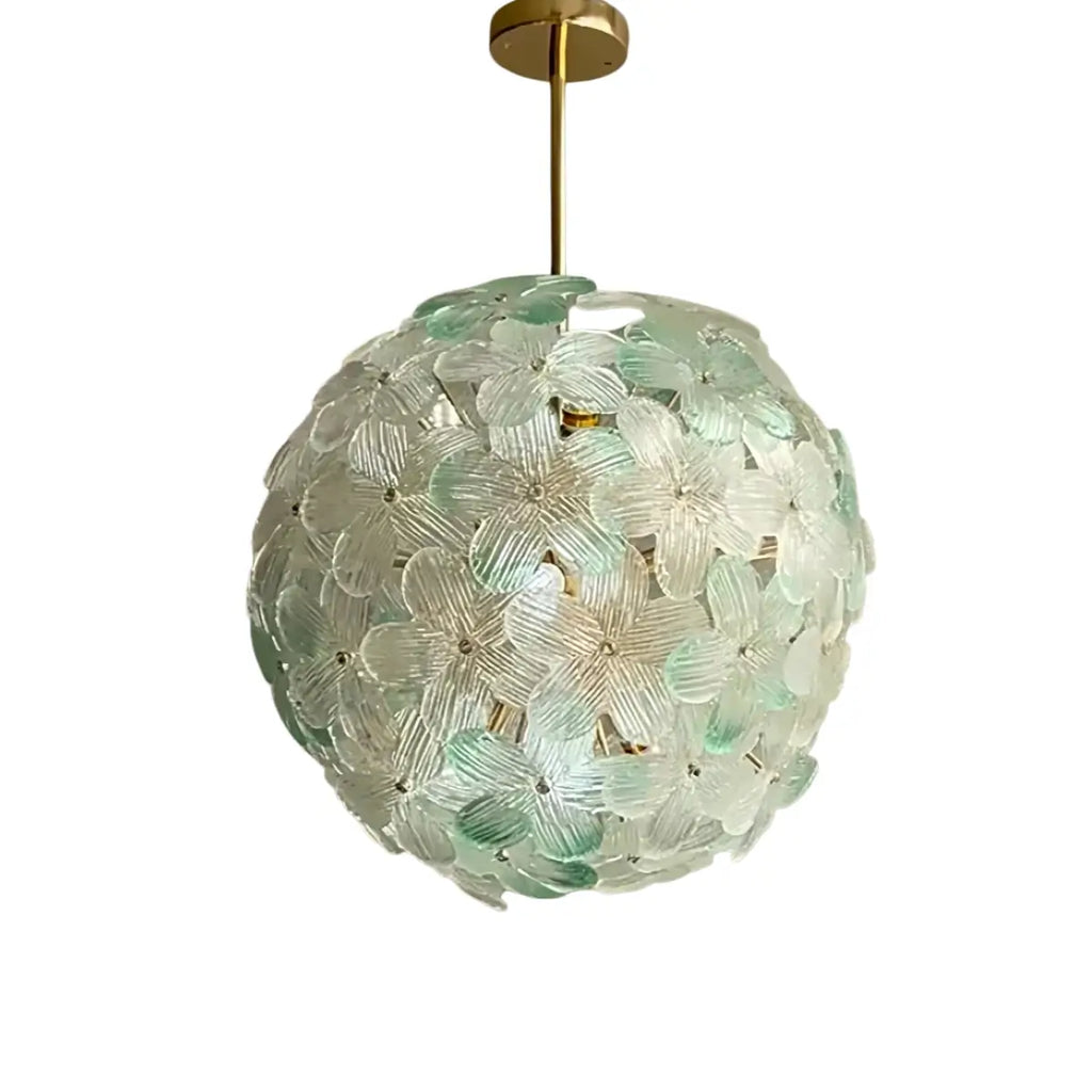 Art Deco Glass Orb Chandelier -- Pink / Green for Bedroom Dining Room - Flindria