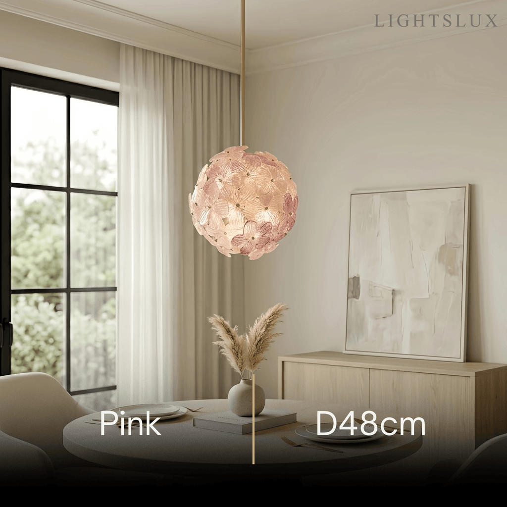 Art Deco Glass Orb Chandelier -- Pink / Green for Bedroom Dining Room - Flindria