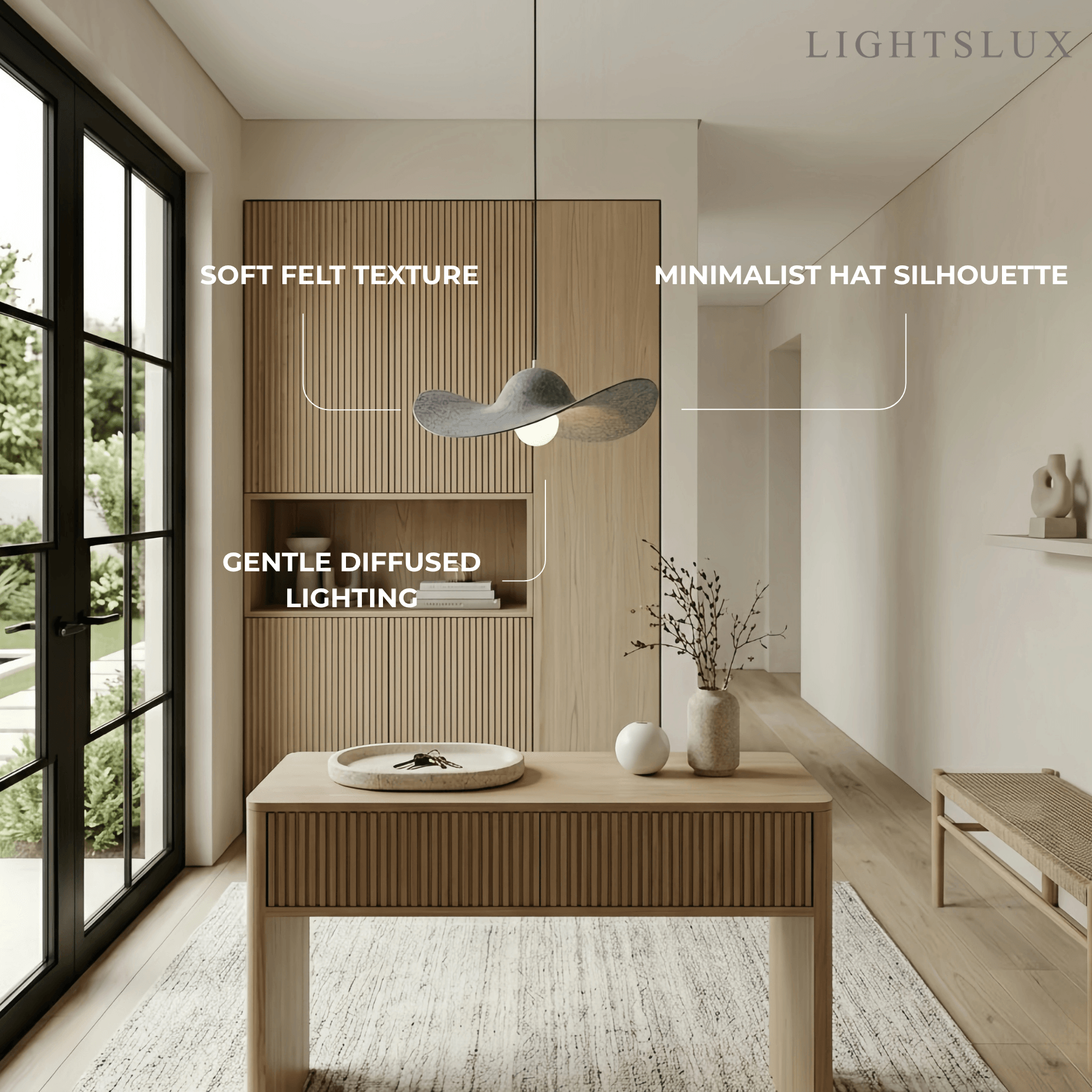Nordic Felt Pendant Light -- Grey / Red for Kitchen Dining Room Hallway - Flindria