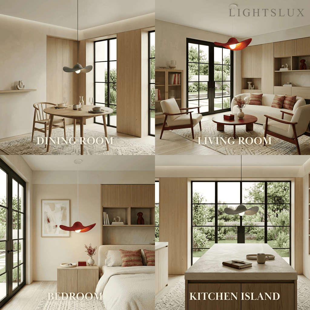 Nordic Felt Pendant Light -- Grey / Red for Kitchen Dining Room Hallway - Flindria