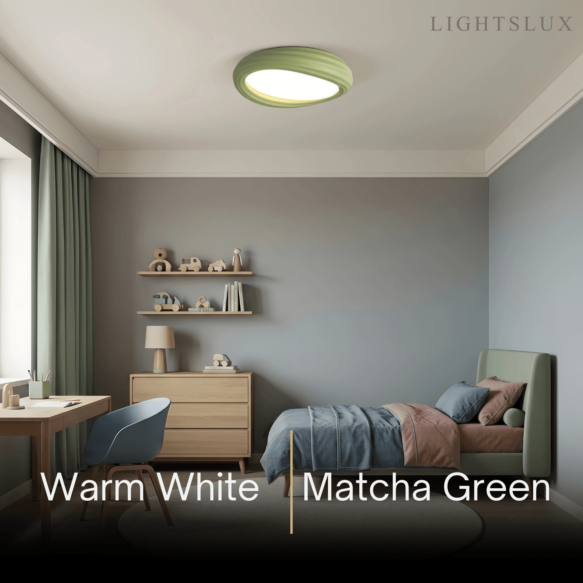 Cartoon Cookie Ceiling Light -- White/Matcha Green/Beige for Child's Room Nursery - Flindria