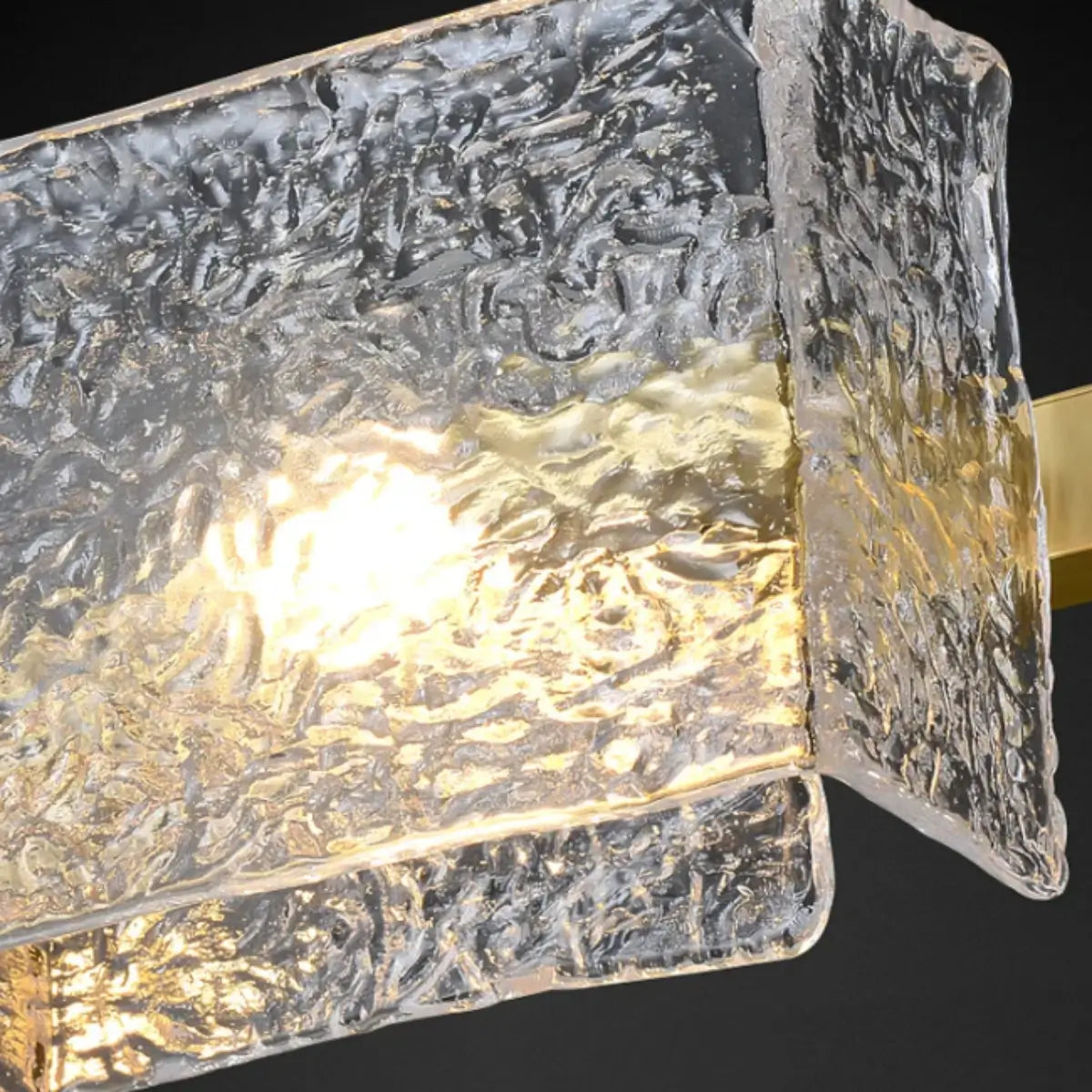 Lámpara de araña recta elegante -- Dorada con vidrio claro con efecto ondulado para comedor y cocina - Flindria