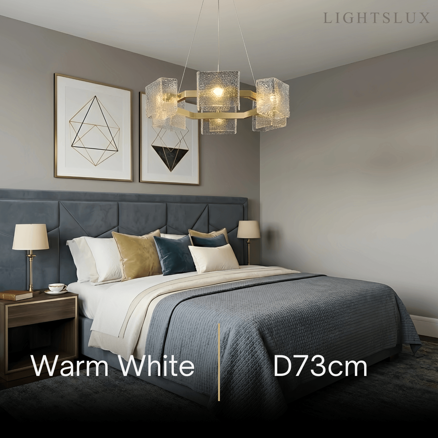 Lámpara de araña geométrica elegante -- Vidrio con efecto ondulado de latón para sala de estar - Flindria