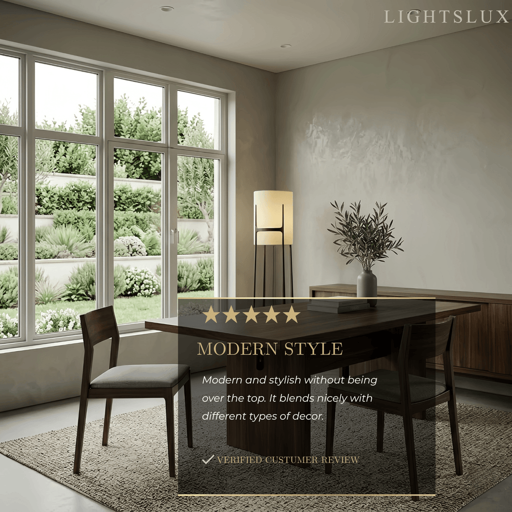 Modern Lantern Floor Lamp -- White Fabric for Living Room Reading Nook Entryway - Flindria