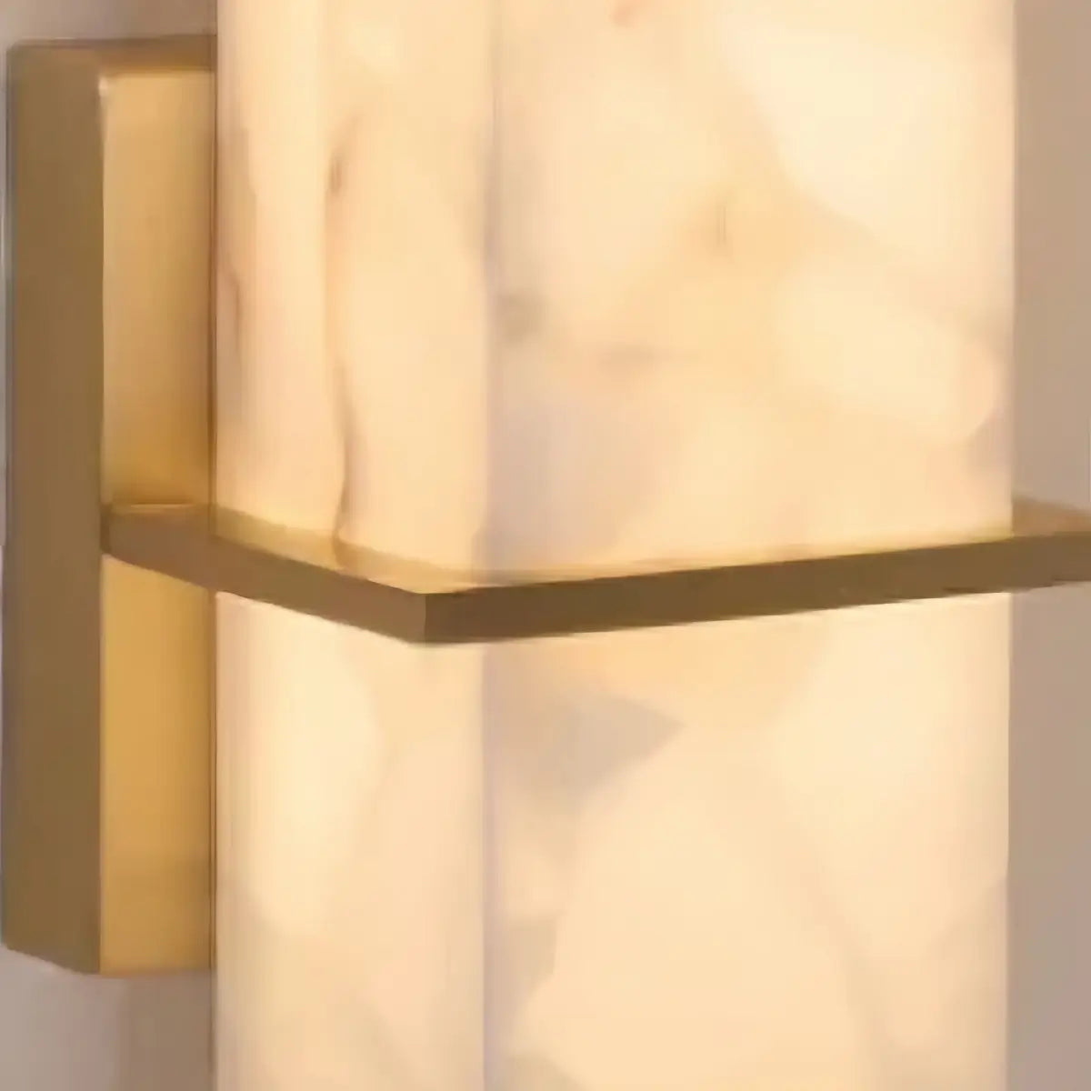 Minimalist Cuboid Wall Lamp -- White Alabaster & Metal for Bedroom Living Room - Flindria