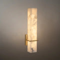 Minimalist Cuboid Wall Lamp -- White Alabaster & Metal for Bedroom Living Room - Flindria