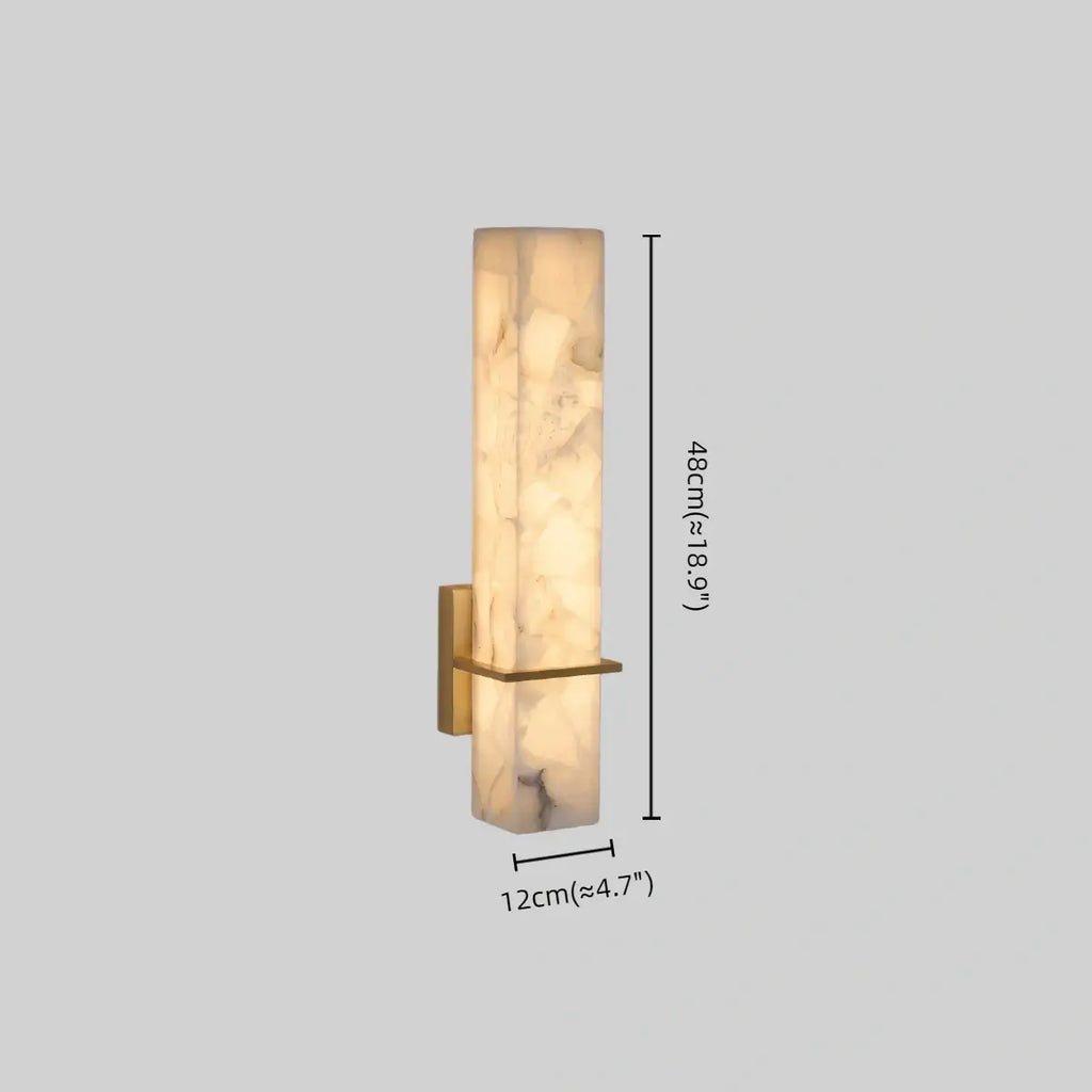 Minimalist Cuboid Wall Lamp -- White Alabaster & Metal for Bedroom Living Room - Flindria