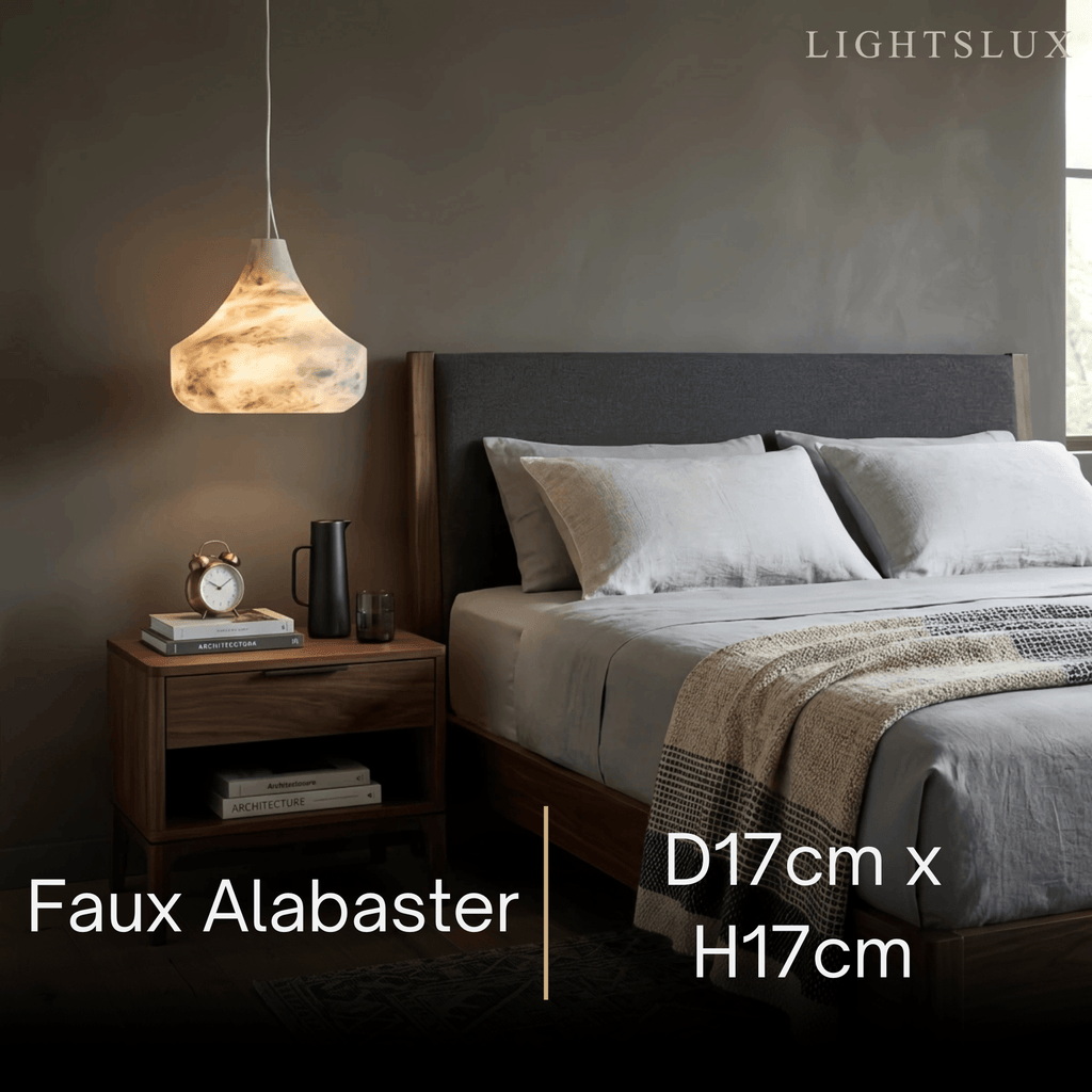 Modern Alabaster Pendant Light -- White / Faux Alabaster for Living Room - Flindria