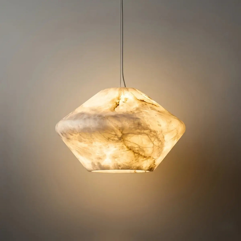 Modern Alabaster Pendant Light -- White / Faux Alabaster for Living Room - Flindria